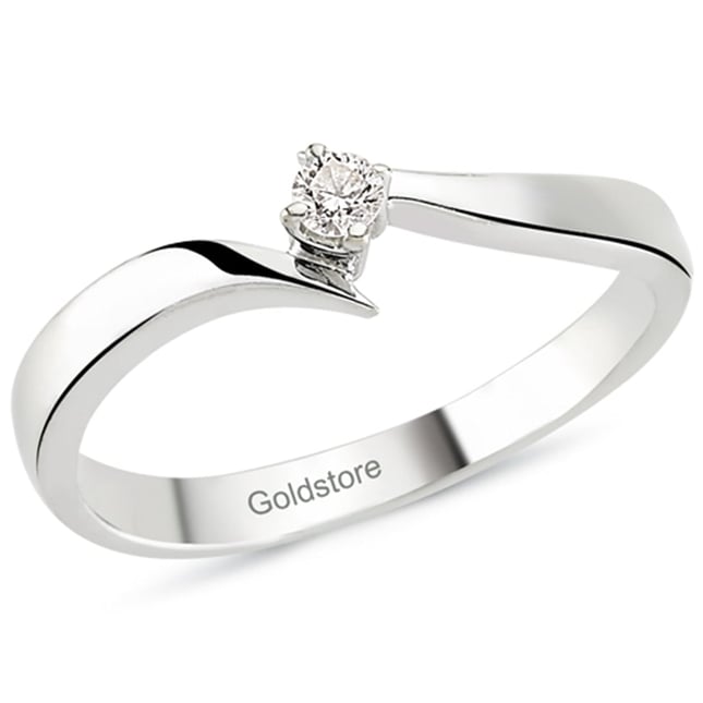 0.06 Ct Diamond Solitaire Bypass Solid Gold Ring
