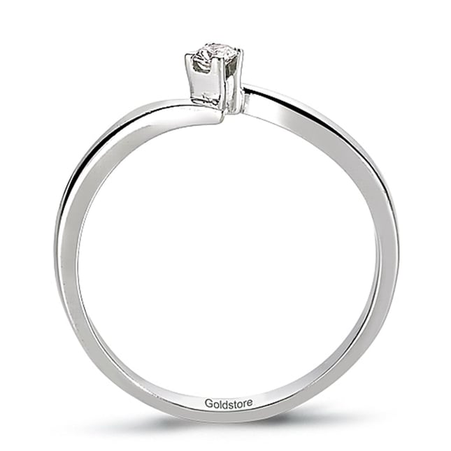 0.06 Ct Diamond Solitaire Bypass Solid Gold Ring