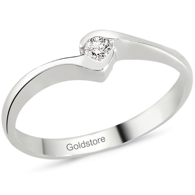 0.06 Ct Diamond Solitaire Bypass Solid Gold Ring