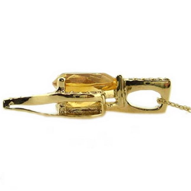 0.08 Ct Diamond Pear Citrine Solid Gold Necklace