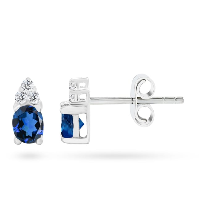 Goldstore-URL 0.08 ct. Pırlanta Safir Klasik Küpe