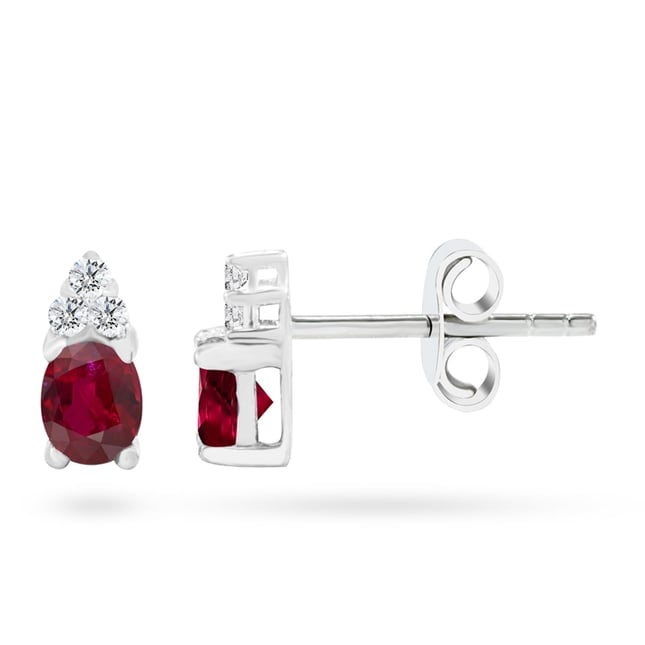Goldstore-URL 0.08 ct. Pırlanta Yakut Klasik Küpe