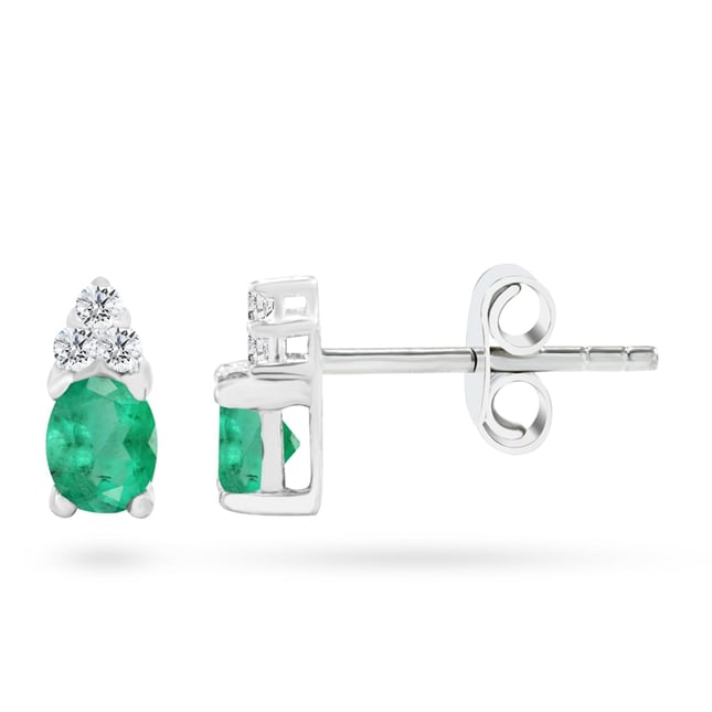 Goldstore-URL 0.08 ct. Pırlanta Zümrüt Klasik Küpe