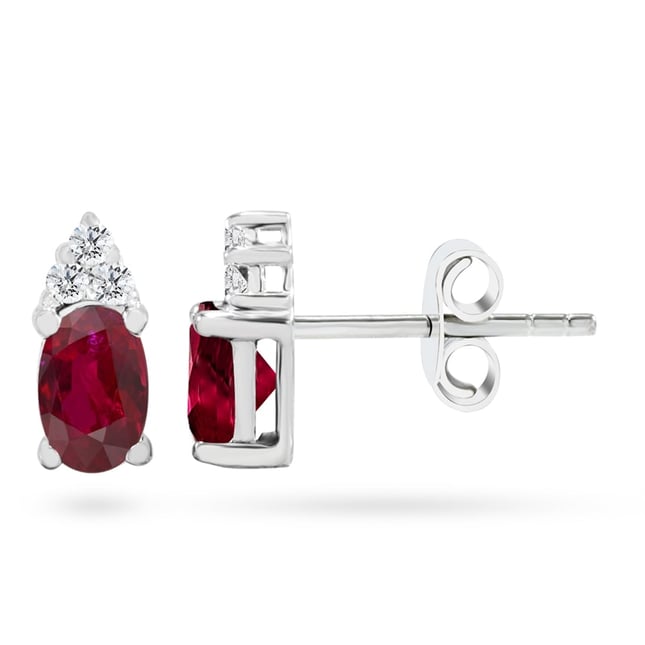 Goldstore-URL 0.1 ct. Pırlanta Yakut Klasik Küpe