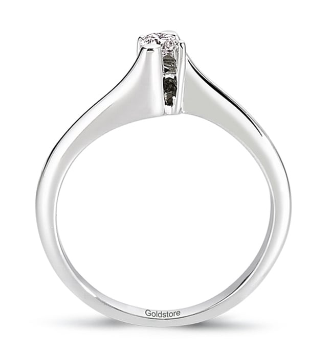 0.11 Ct Diamond Solitaire Bypass Solid Gold Ring