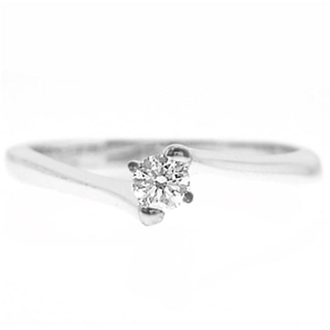 0.11 Ct Diamond Solitaire Bypass Solid Gold Ring