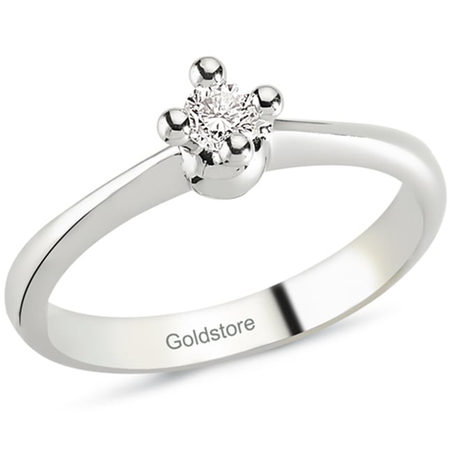 0.11 Ct Diamond Solitaire Solid Gold Ring