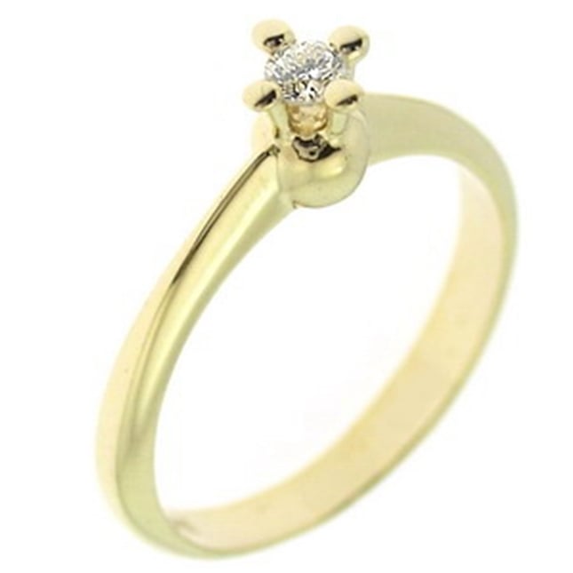 0.11 Ct Diamond Solitaire Solid Gold Ring