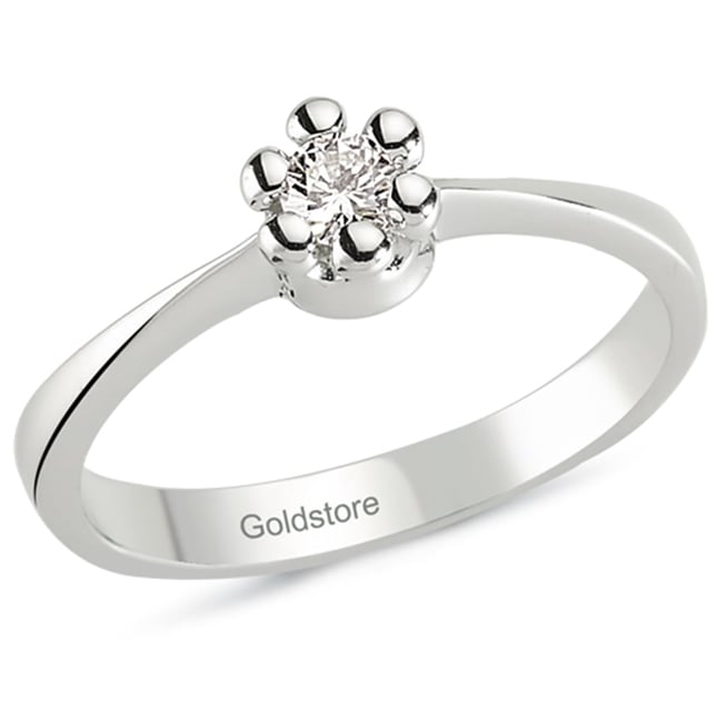 0.13 Ct Diamond Solitaire Solid Gold Ring