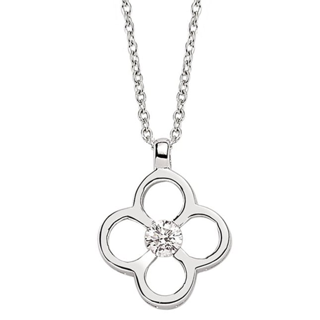 0.15 Ct Diamond Clover Solid Gold Necklace
