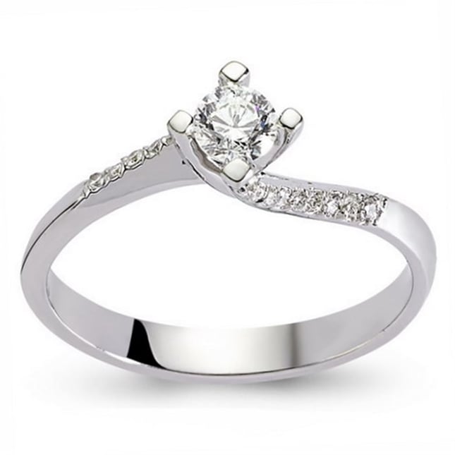 0.30 Ct Diamond Solitaire Bypass Solid Gold Ring