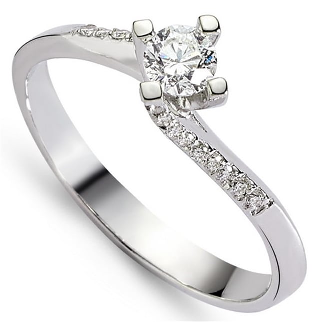 0.30 Ct Diamond Solitaire Bypass Solid Gold Ring