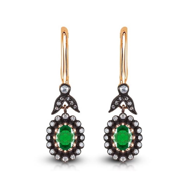 Goldstore-URL 0.33 ct. Pırlanta Zümrüt Fantezi Küpe