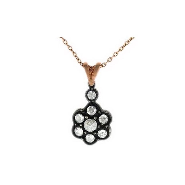 0.36 Ct Diamond Victorian Halo Solid Gold Necklace
