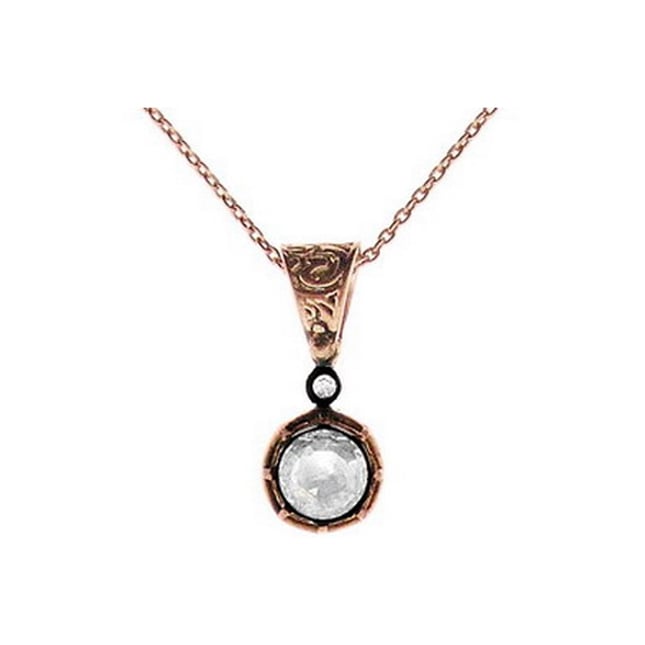 0.36 Ct Diamond Crown Solitaire Solid Gold Necklace