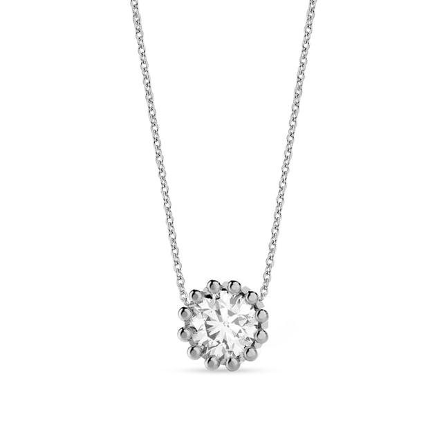0.40 Ct Diamond Crown Stud Solitaire Solid Gold Necklace
