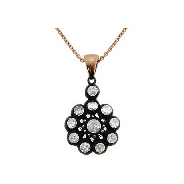0.41 Ct Diamond Cluster Solid Gold Necklace