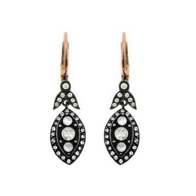 0.59 Ct Diamond Victorian Cluster Solid Gold Earring
