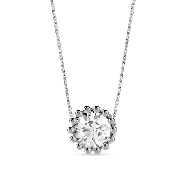 0.70 Ct Diamond Crown Stud Solitaire Solid Gold Necklace