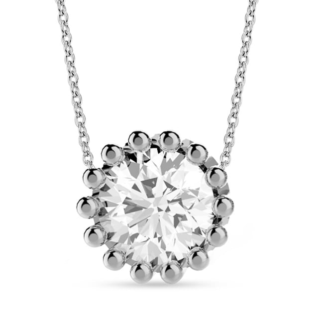 0.70 Ct Diamond Crown Stud Solitaire Solid Gold Necklace