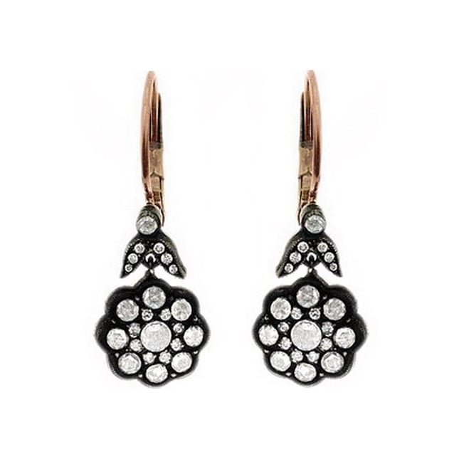 0.85 Ct Diamond Victorian Cluster Solid Gold Earring