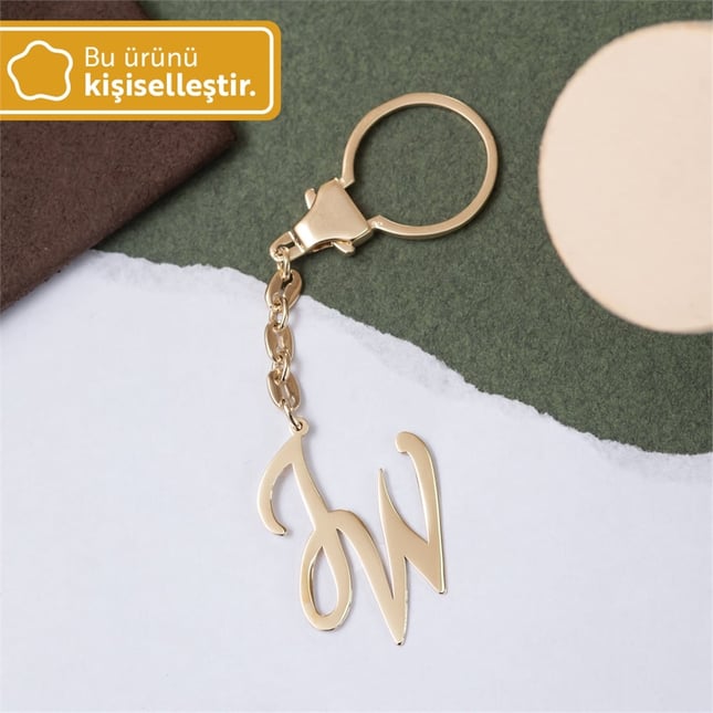 Initial Letter Mariner Chain Solid Gold Keychain