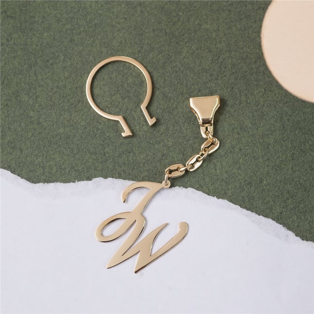 Initial Letter Mariner Chain Solid Gold Keychain