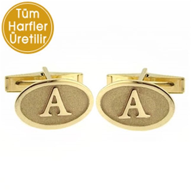 Letter Personalized Embossed Letter Solid Gold Cufflinks