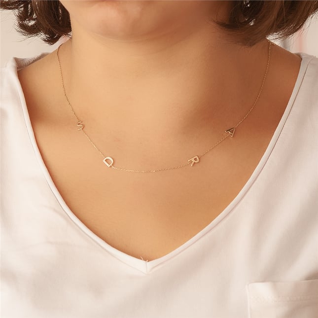 Initial Solid Gold Necklace