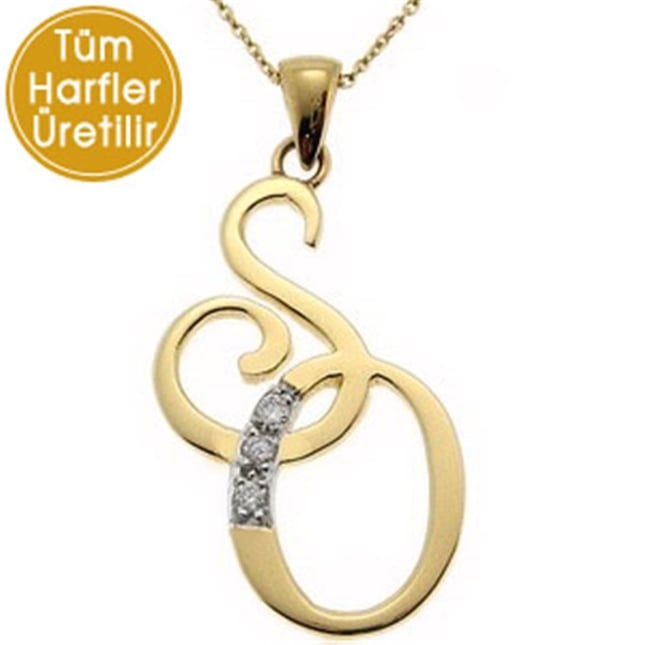 CZ Custom Interlocking Initial Solid Gold Necklace