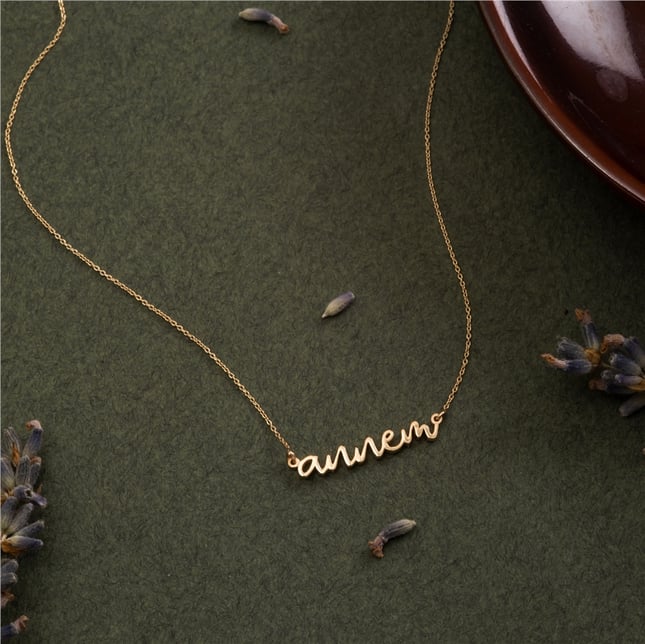 Custom Name Solid Gold Necklace