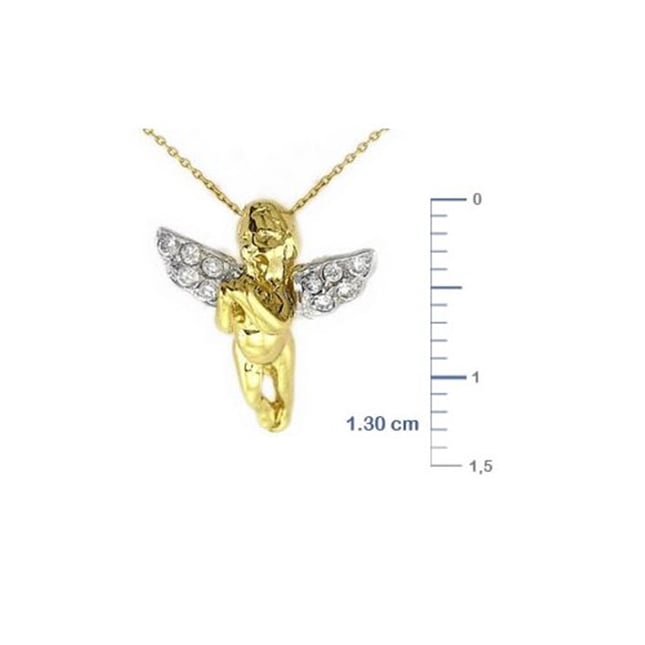 CZ Angel Solid Gold Necklace