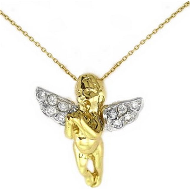CZ Angel Solid Gold Necklace