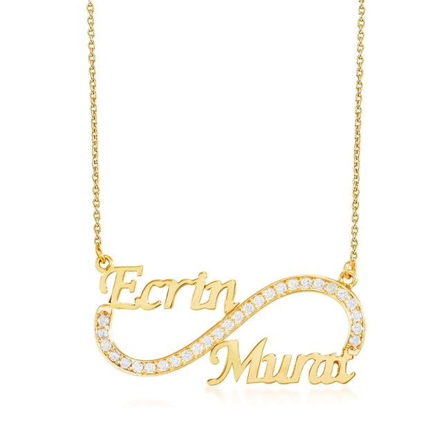 CZ Infinity Personalized Solid Gold Necklace