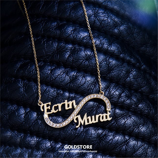 CZ Infinity Personalized Solid Gold Necklace