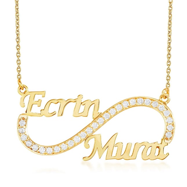 CZ Infinity Personalized Solid Gold Necklace