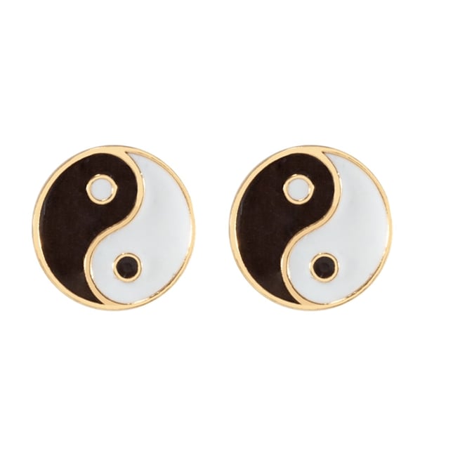 Balance & Harmony Enamel Yin Yang Stud Solid Gold Earring