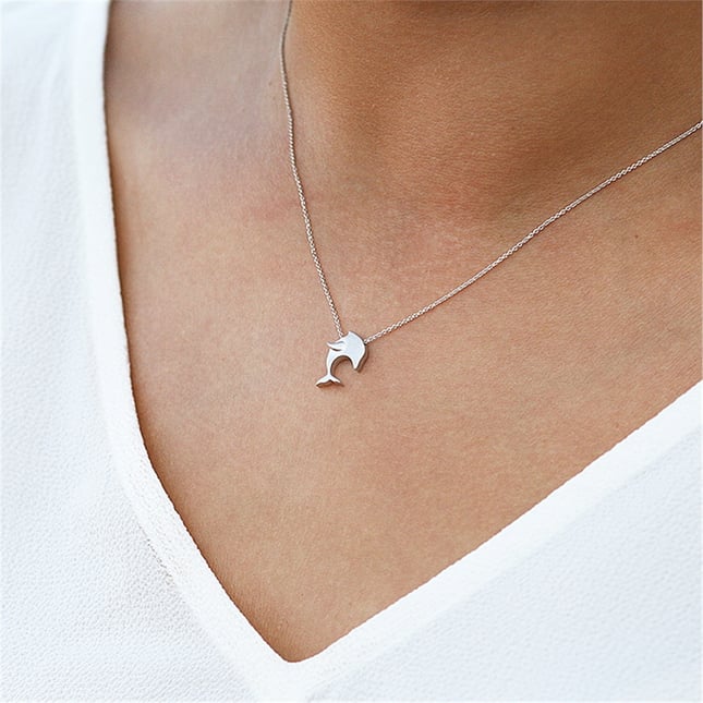 Dolphin Solid Gold Necklace