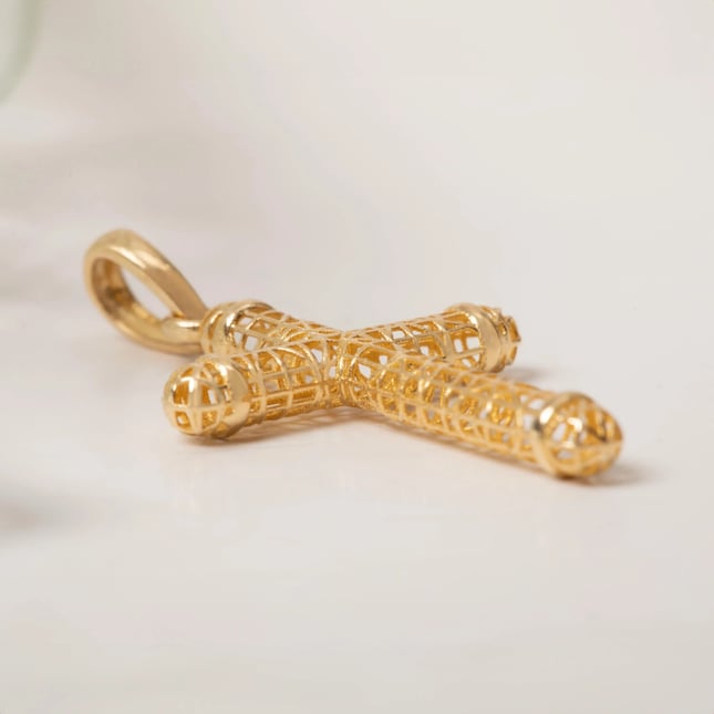 Ornate Cross Solid Gold Necklace