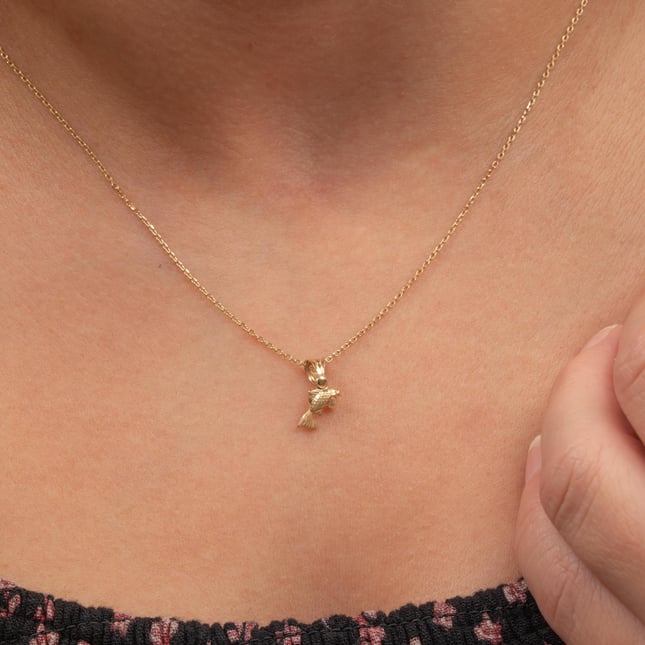 Lucky Goldfish Solid Gold Necklace