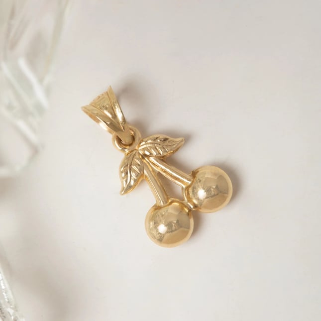 Sweet Cherry Solid Gold Necklace