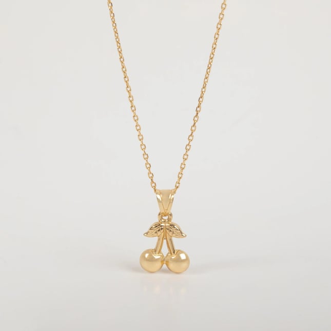 Sweet Cherry Solid Gold Necklace