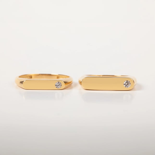 Personalized Rectangle Solid Gold Ring