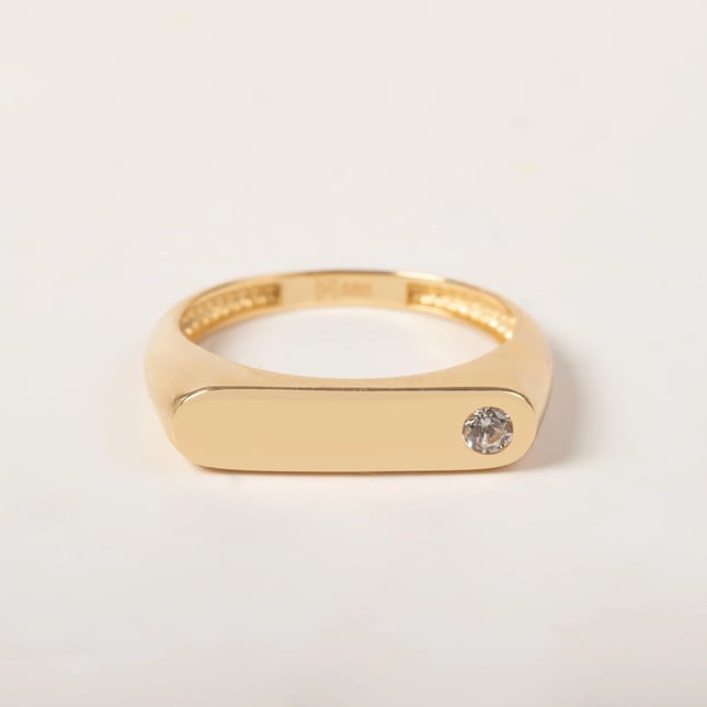 Personalized Rectangle Solid Gold Ring