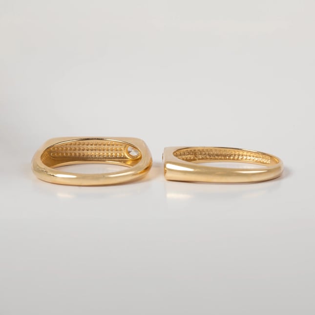 Personalized Rectangle Solid Gold Ring