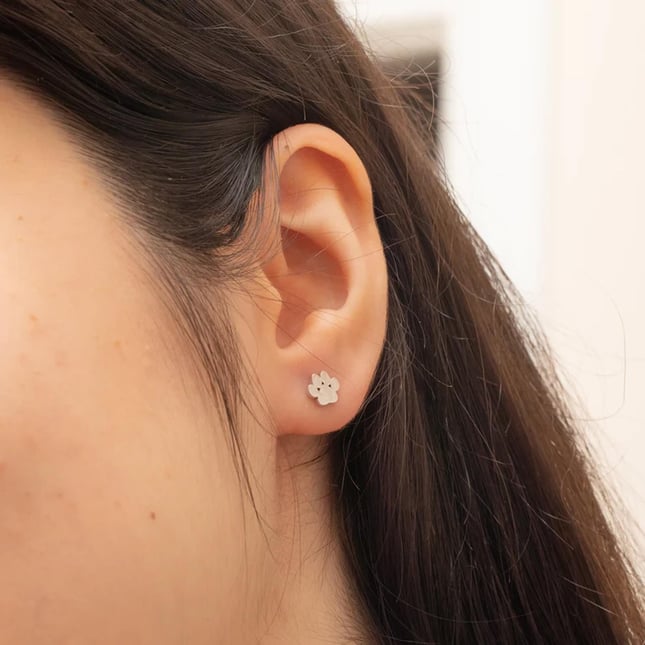 Dog Paw Stud Solid Gold Earring