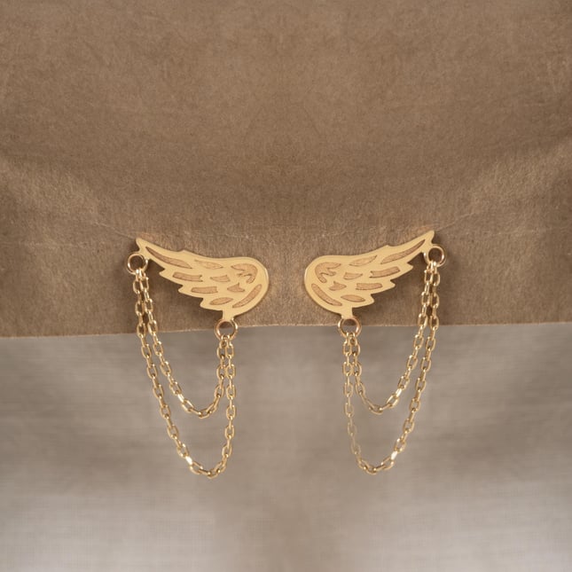 Angel Wing Dangle Solid Gold Earrings
