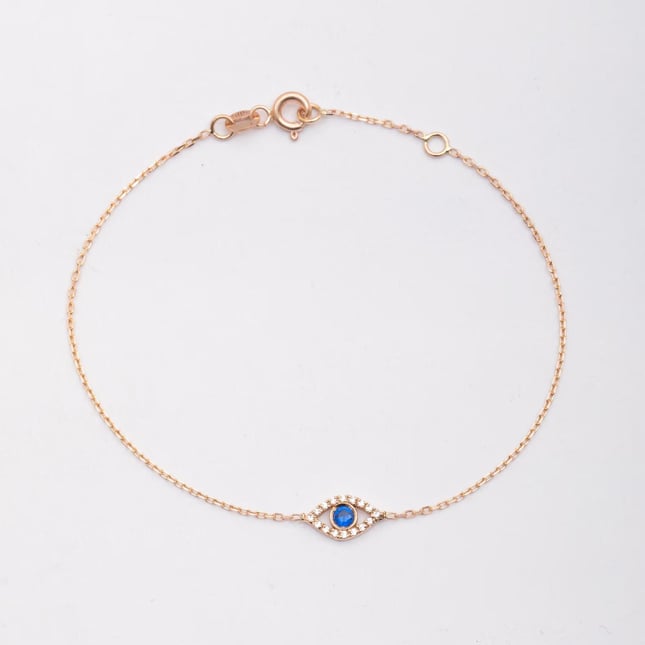 Evil Eye Halo Solid Gold Bracelet