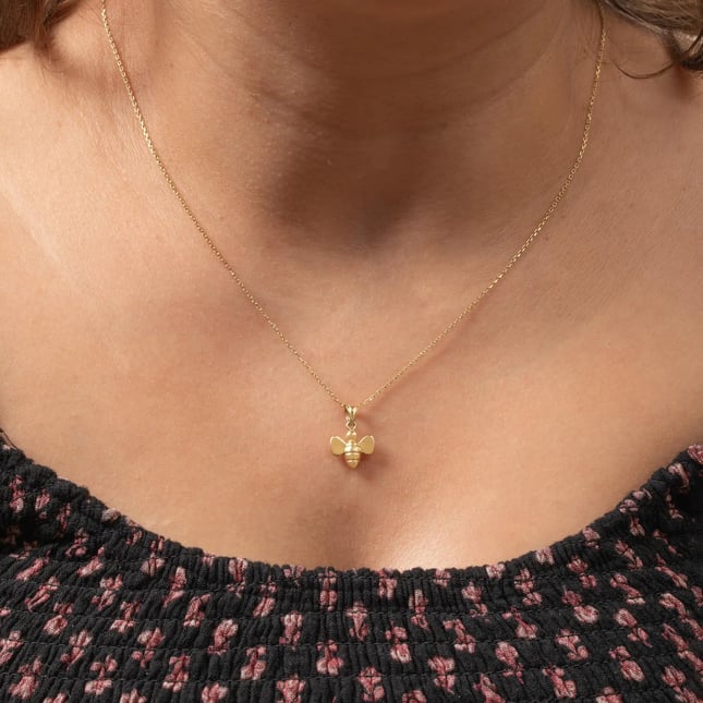 Cute Bee Solid Gold Necklace