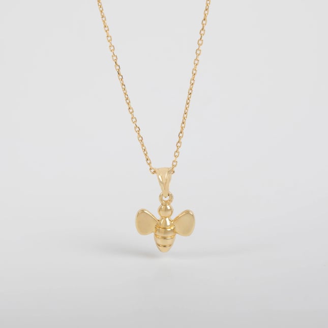 Cute Bee Solid Gold Necklace